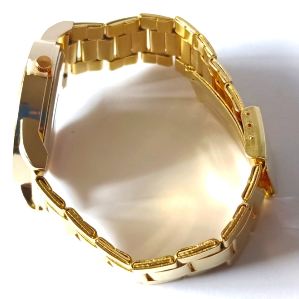 Quartz Wristwatch 1pc Men's Classic Gold Steel Strap Sports Business - Picture 5 of 5